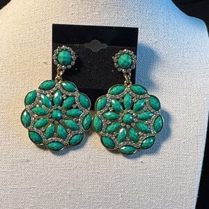 Elegant Green Floral Earrings